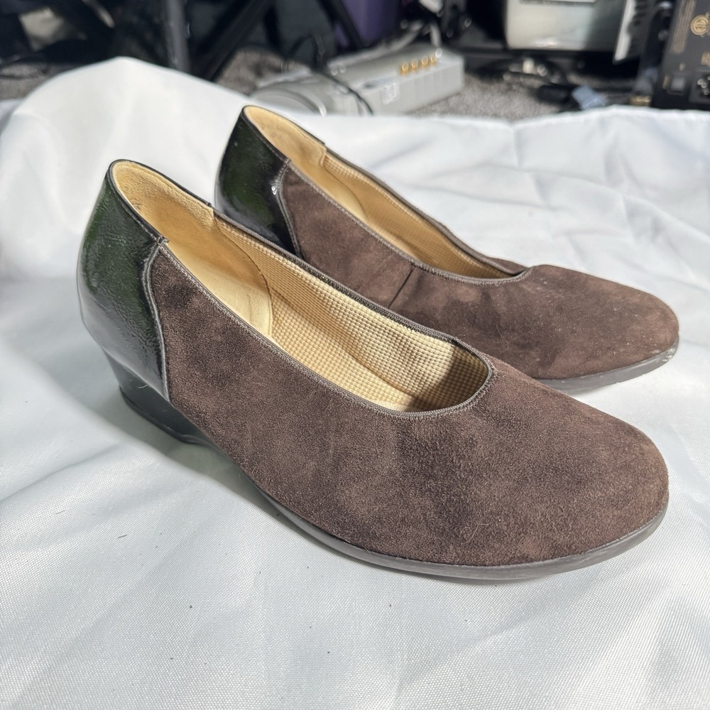 WALDLAUFER Women's Brown Comfort Wedge Pump Slip-on Shoe US 5.5